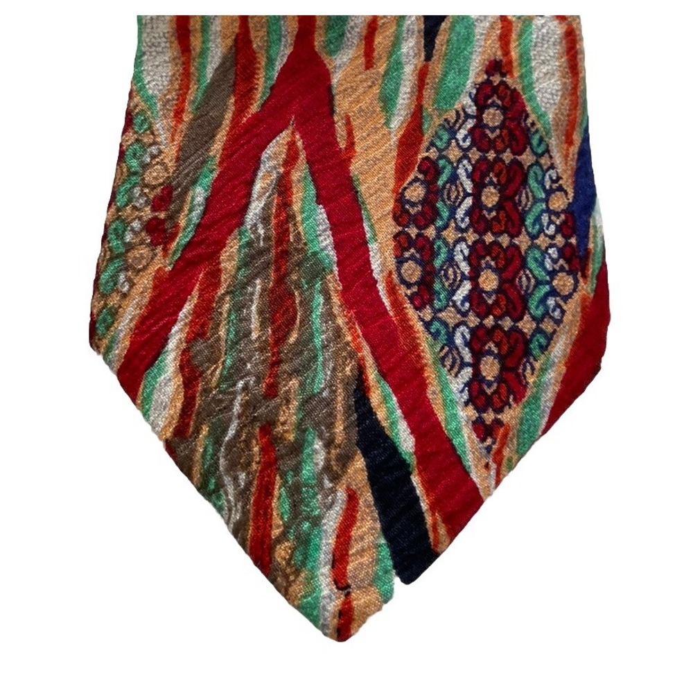 Coogi‎ Australia Classic Print Bright Colors Retro Abstract Silk Necktie Vtg USA